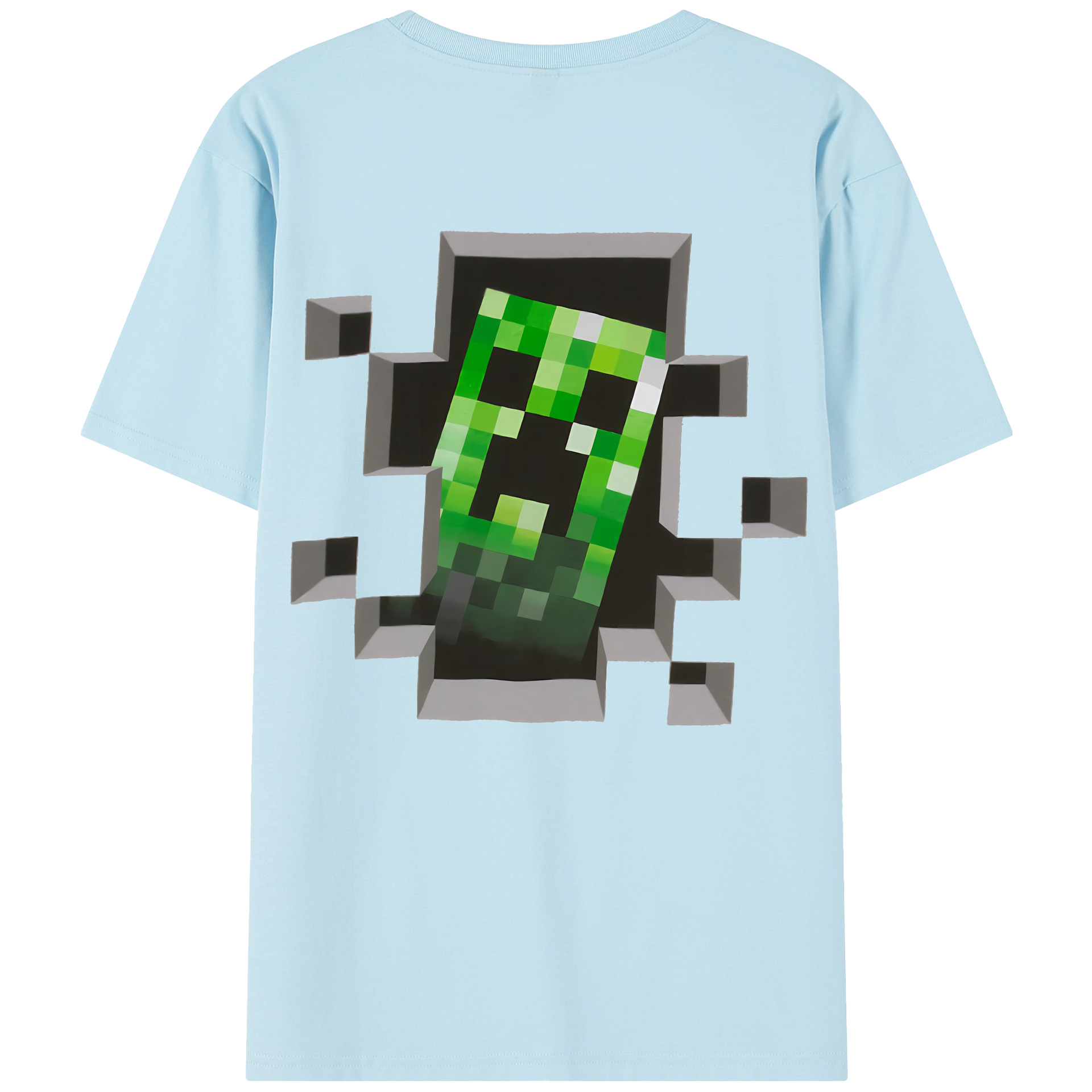 （画像用） マインクラフト ブロックの世界 Minecraft MC Block world 綿100％半袖Tシャツ（背面プリント）